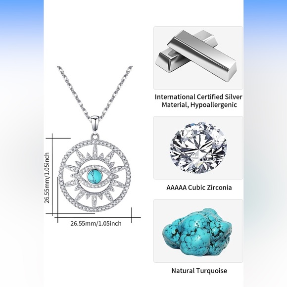 Sterling silver evil eye necklace - Picture 2 of 3